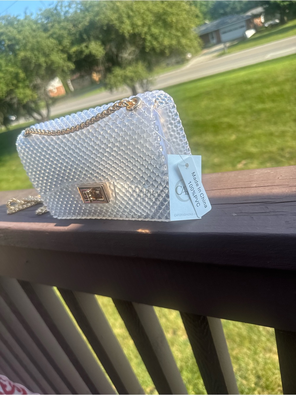 Chic Pearl Beaded Crossbody Bag with Gold Chain